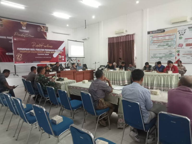 KPU Kampar Gelar Rapat Penyampaian Hasil Penelitian Persyaratan Administrasi Paslon Kada 2024