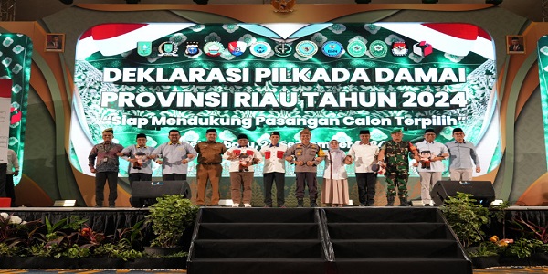 Pemkab Kampar diwakili oleh Staf Ahli Bupati Kampar, Deklarasi Pilkada Damai Provinsi Riau Tahun 2024