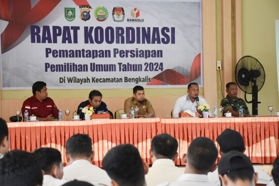 Polsek Bengkalis Kawal Rakor Pemantapan Persiapan Pemilu 2024 di Wilayah Berbatasan dengan Malaysia