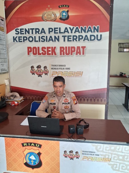 Polsek Rupat Ikuti Evaluasi Program Ketahanan Pangan Melalui Zoom Meeting