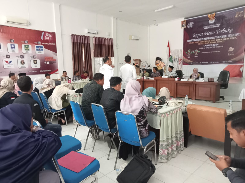 KPU Kampar Gelar Rapat Pleno Terbuka Rekapitulasi dan Penetapan DPT Pilkada 2024