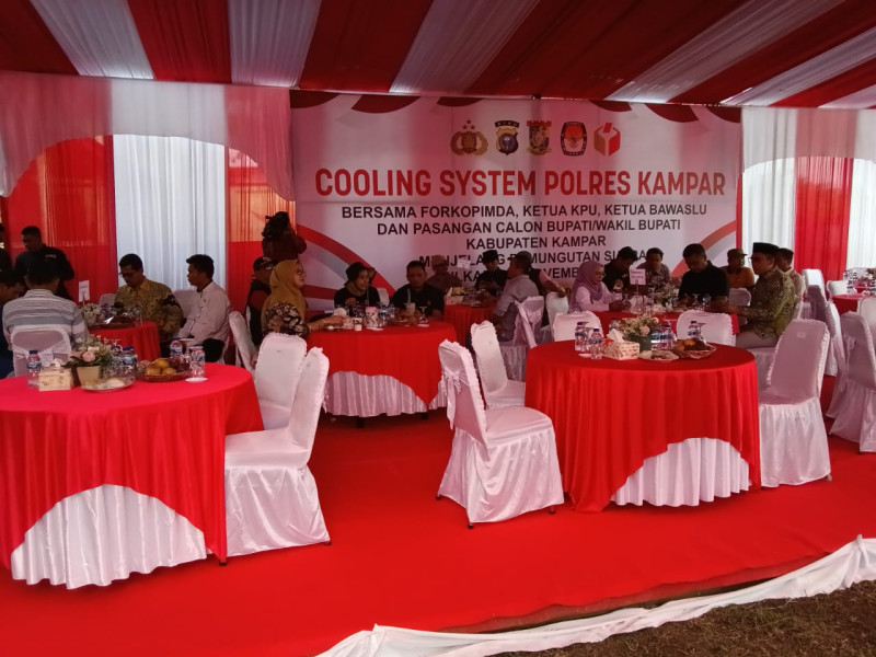 Cooling System Polres Kampar Bersama Forkopimda, Penyelenggara dan Paslon Jelang Pemungutan Suara Pilkada