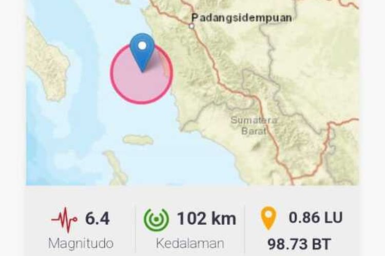 Gempa Bumi di Padang Sidempuan Terasa Hingga Pekanbaru