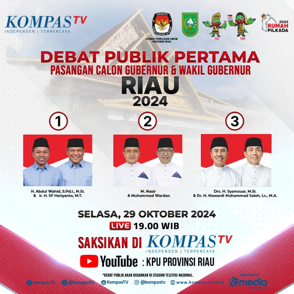 Debat Perdana Paslon Pilgubri Malam Ini, Persiapan Sudah 95 Persen