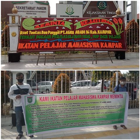 Minta Usut PT. Agro Abadi, IPMK Kirimkan Papan Bunga ke Kejati Riau