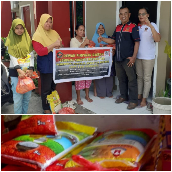 DPD LSM-Perkara Provinsi Riau Menyerahkan Bantuan Sembako Untuk Kaum Dhuafa